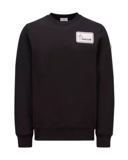 Moncler Black Logo Printed Crewneck Sweatshirt for men