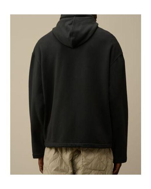 C P Company Black Zip Front Hoodie Coat for men