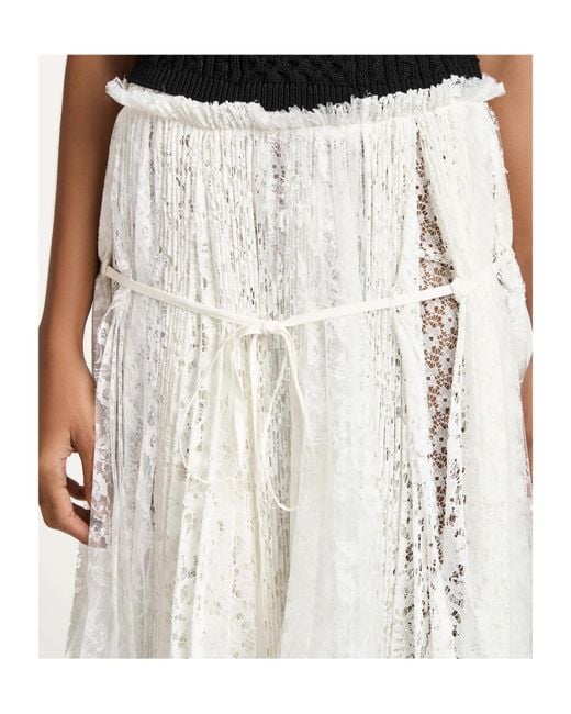 J.W. Anderson White Jw Anderson Mixed Lace Longline Skirt