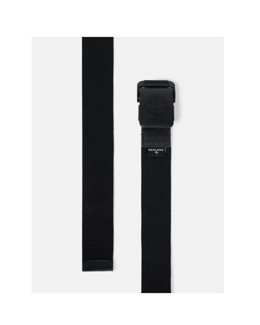 Stone Island Black Belt With Compass Logo Buckle for men
