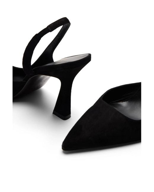 Stuart Weitzman Black Vinnie 85 Dorsay Slingback