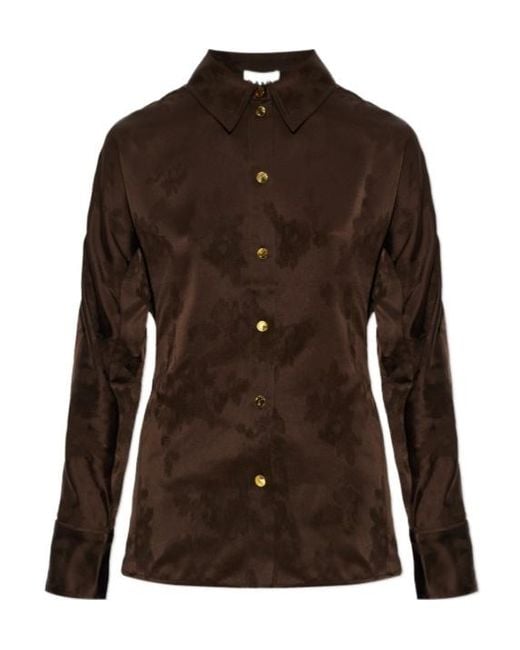 Ganni Brown Jacquard Button-Up Shirt