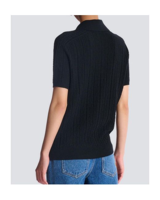 Balmain Black Monogram Knit Polo