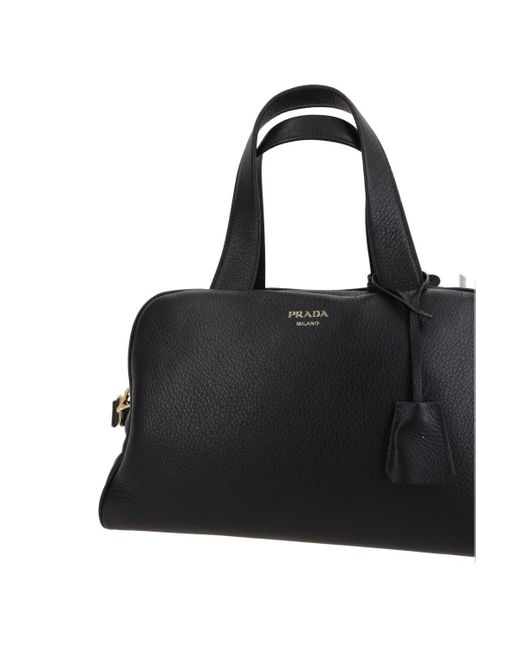 Prada Black Logo-Printed Zipped Tote Bag