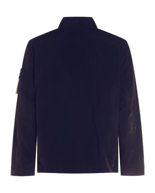 Stone Island Blue Touch Poly-Tc Logo Patch Jacket for men