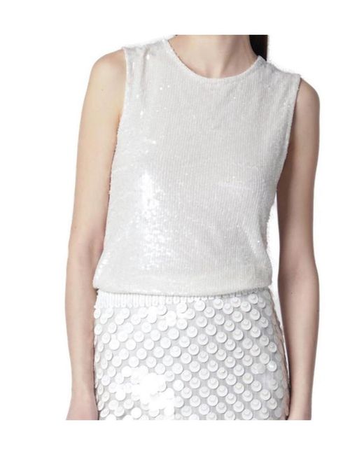 P.A.R.O.S.H. White P.A.R.O..H. Sequined Top