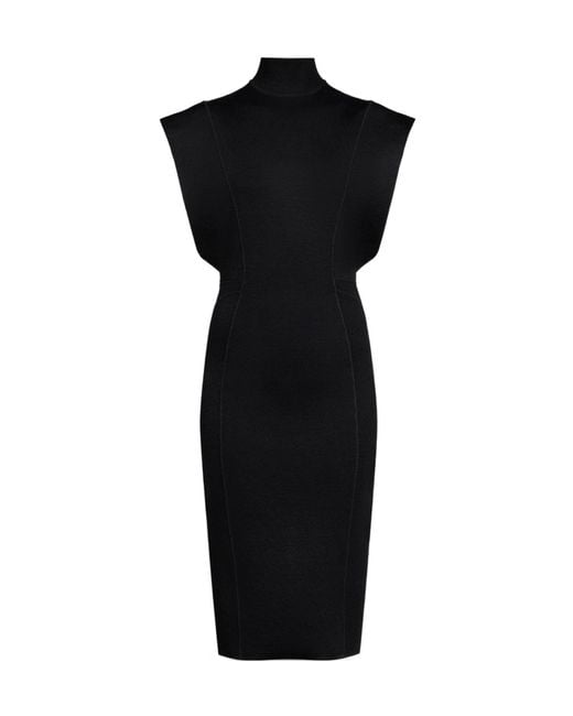 Alaïa Black Alaïa Knit Cinched Long Dress