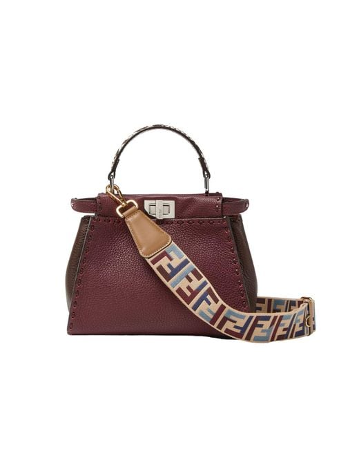Fendi White Logo-Pattern Shoulder Strap