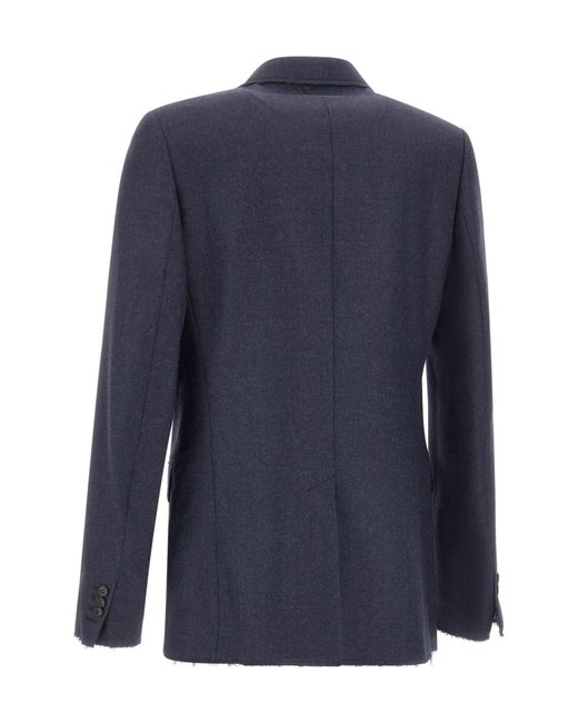 MM6 by Maison Margiela Blue Frayed Single-Breasted Blazer for men
