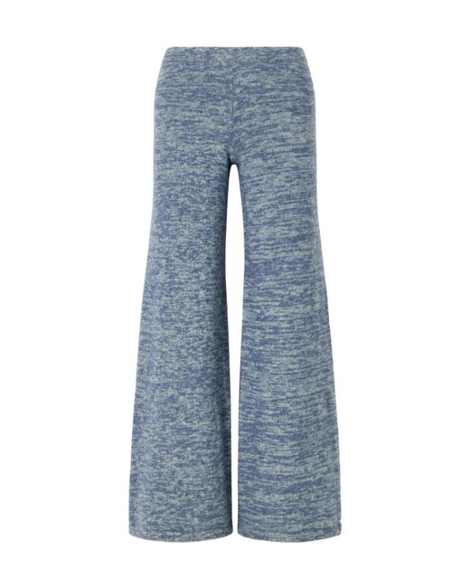 The Elder Statesman Blue Nimbus Knitted Cashmere And Silk-Blend Wide-Leg Pants