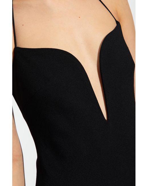 Givenchy Black Plunged Slit Neckline Dress