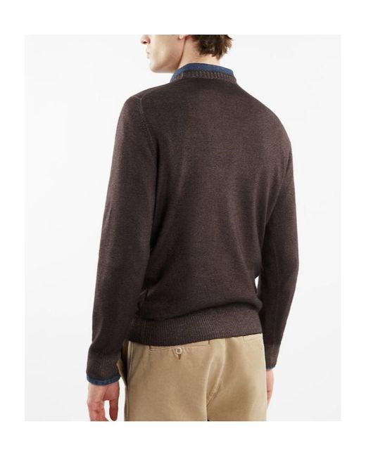 Fay Brown Logo-Embroidered Crewneck Jumper for men