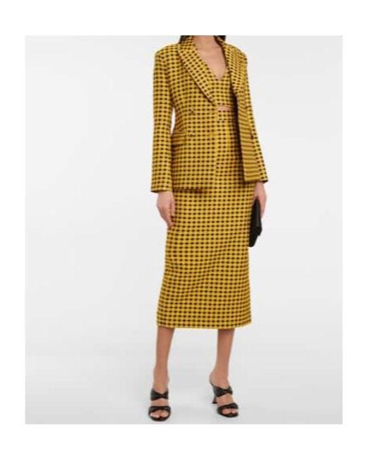 Emilia Wickstead Yellow Gingham Cloque Crop Top