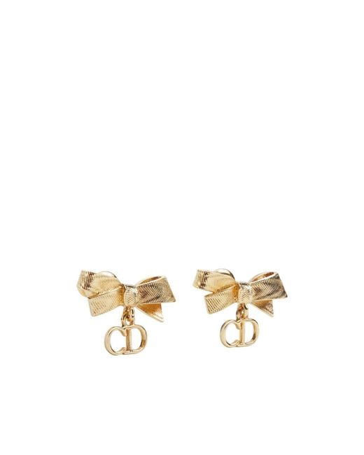 Dior Metallic Cd Bow Earrings