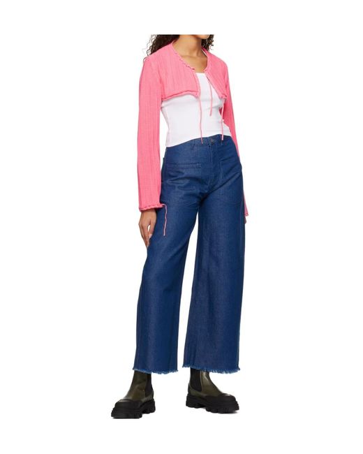 OPEN YY Blue Drawstring Cardigan