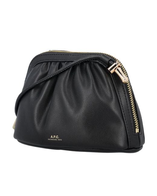 A.P.C. Black Ninon Small Drawstring Crossbody Bag