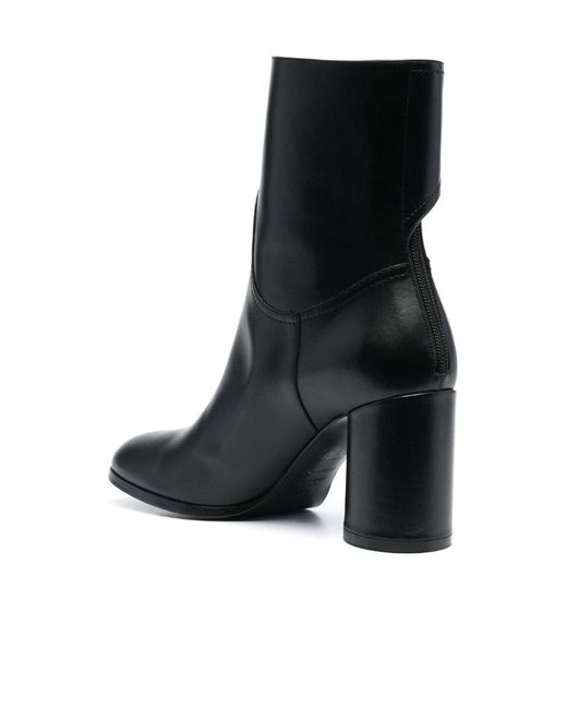 Casadei Black 90Mm Block-Heel Leather Boots