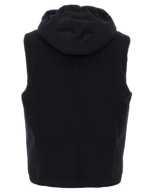 Brunello Cucinelli Black Hooded Padded Vest for men