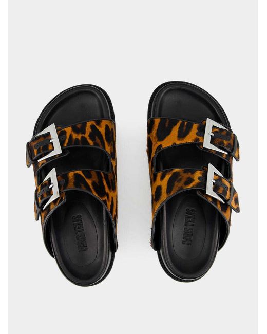 Paris Texas Brown Leopard-Print Flat Sandals