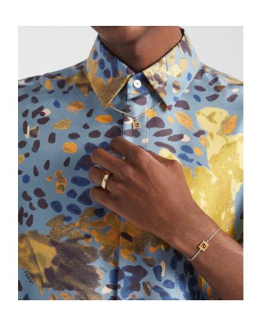 Fendi Blue Allover Falena Printed Short Sleeved Shirt for men