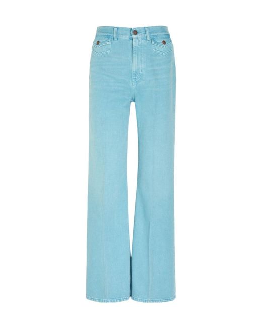 Chloé Blue Embroidered Straight-Leg Jeans
