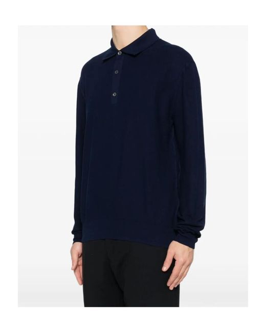 Tom Ford Blue Long-Sleeved Knitted Polo Shirt for men