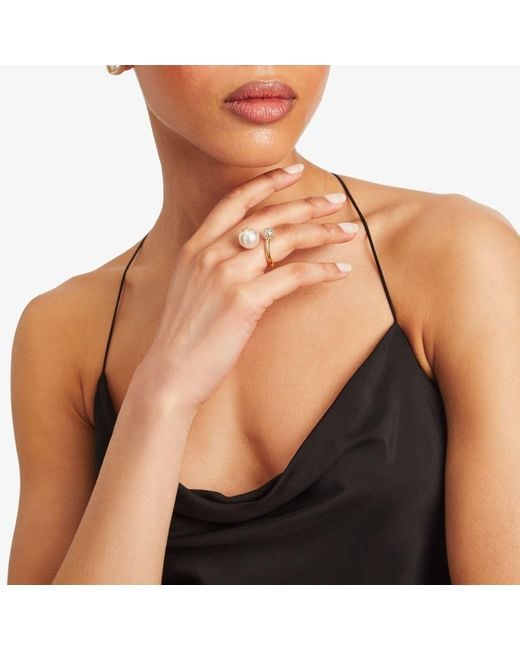 Jimmy Choo White Auri Embellished Ring