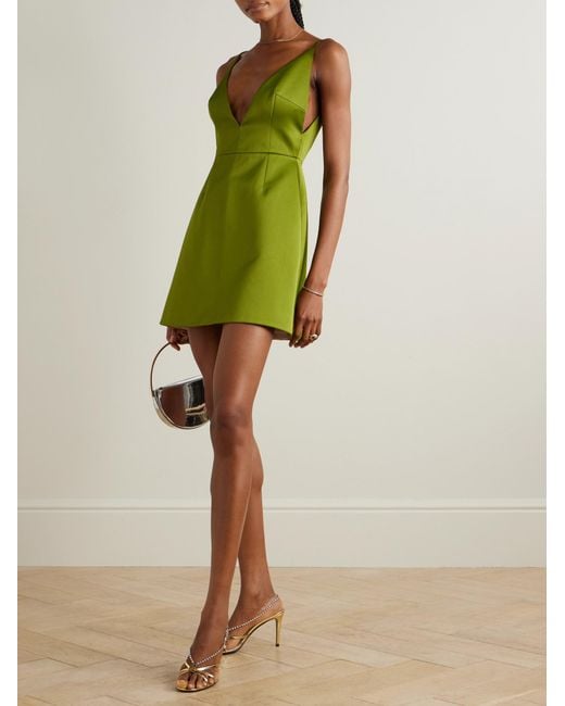 Emilia Wickstead Green V-Neck Open-Back Mini Dress