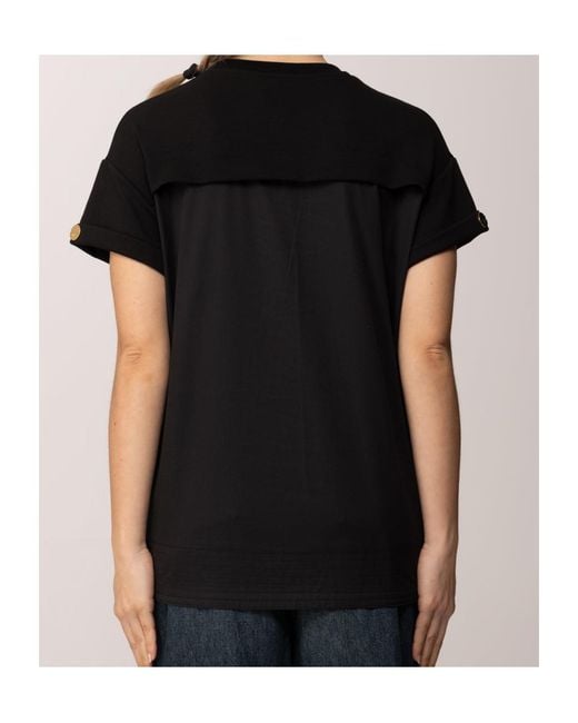 Elisabetta Franchi Black Zip-Detail T-Shirt