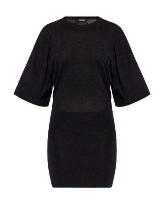 Jacquemus Black Short-Sleeve Mini Dress