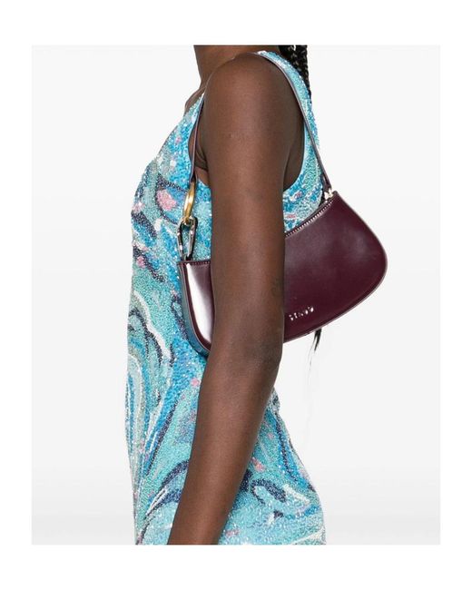 Staud Purple Ollie Logo Debossed Shoulder Bag