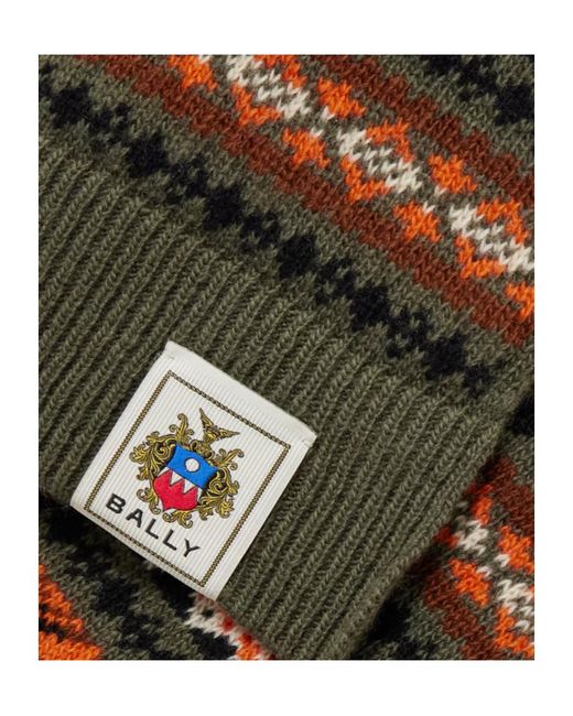 Bally Brown Fair Isle Wool Scarf