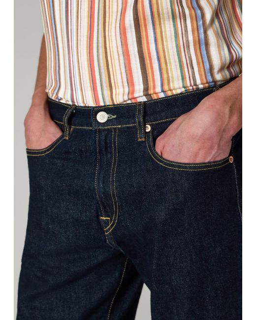 Paul Smith Blue Relaxed Tapered-Fit Rinse Wash 'Organic Vintage Stretch' Jeans for men