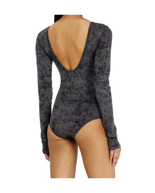 DIESEL Blue Open-Back Utilitarian Print Bodysuit