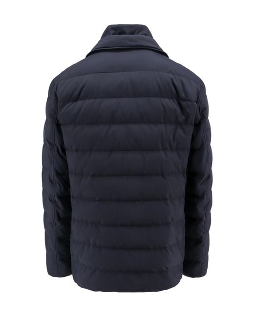Loro Piana Blue Nama Buttoned Quilted Jacket for men