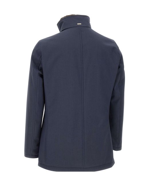 Herno Blue Faux Fur Collar Parka for men