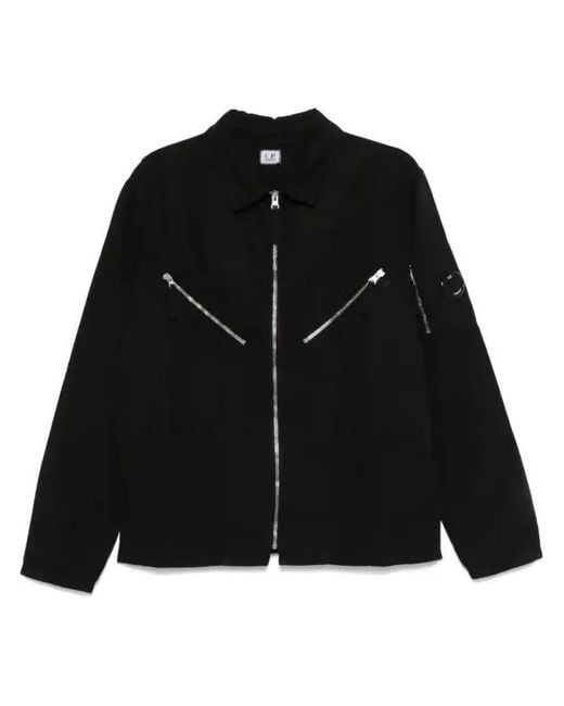 C P Company Black Lens-Detail Shirt Jacket for men