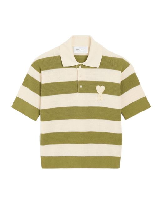 AMI Metallic Ami Ami De Coeur Short Sleeved Polo Shirt