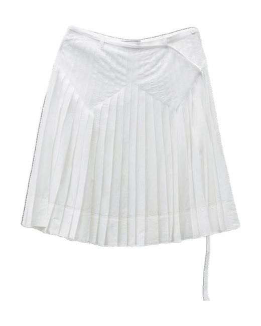 Low Classic White Pleated Midi Skirt