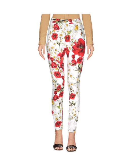Dolce & Gabbana Red Floral Print Trousers
