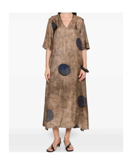 Uma Wang Natural Apostle Polka Dot Motif Midi Dress