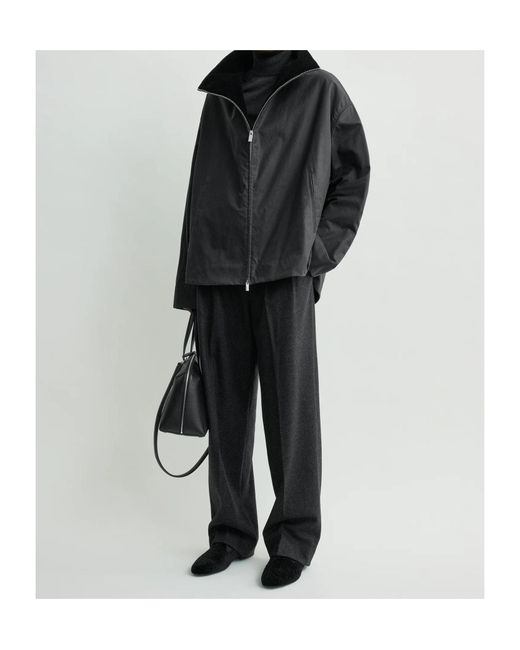 Totême  Black Totême Long Sleeved Corduroy-Collar Jacket
