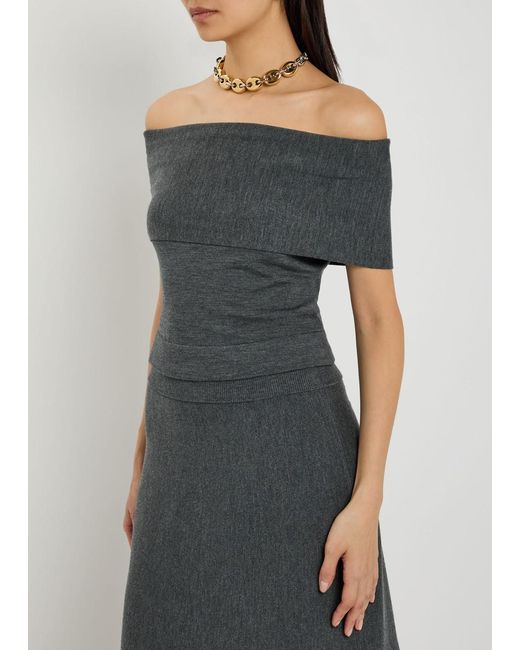 Jonathan Simkhai Gray Callahan Off-The-Shoulder Wool Top