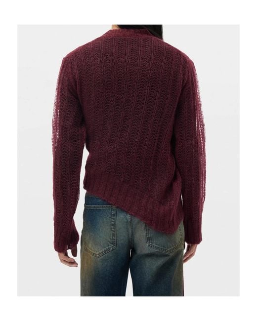 Ann Demeulemeester Red Open-Knit Levar Sweater for men