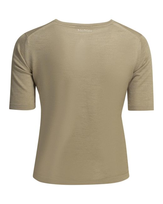 Max Mara Green Keyhole Short-Sleeve Knitted Sweater