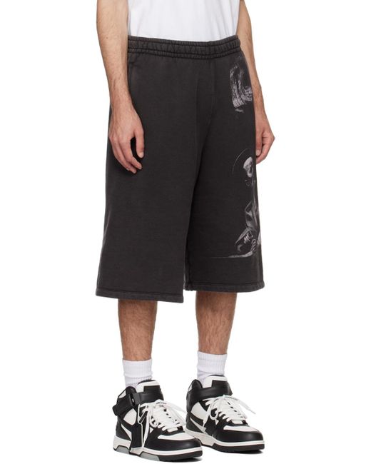 Off-White c/o Virgil Abloh Black Graphic Printed High Waist Shorts for men