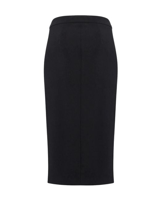 Dondup Black Logo Embroidered Side-Slit Maxi Skirt
