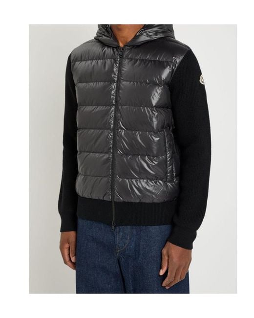 Moncler Black Quilted Wool Jacket for men