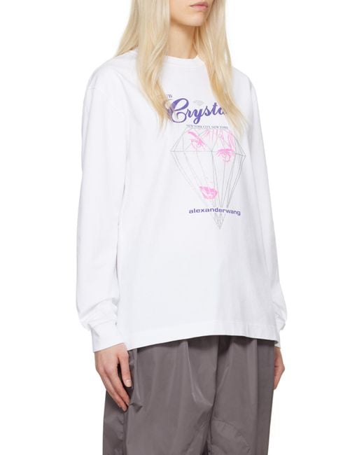 Alexander Wang White Long-Sleeved T-Shirt With Round Neck
