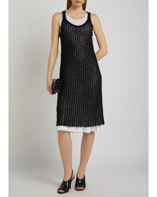 Totême Black Layered Mohair-Blend Midi Dress